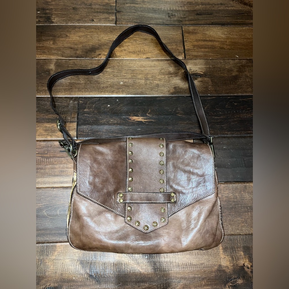 Costanza Rota brown leather studded satchel purse
